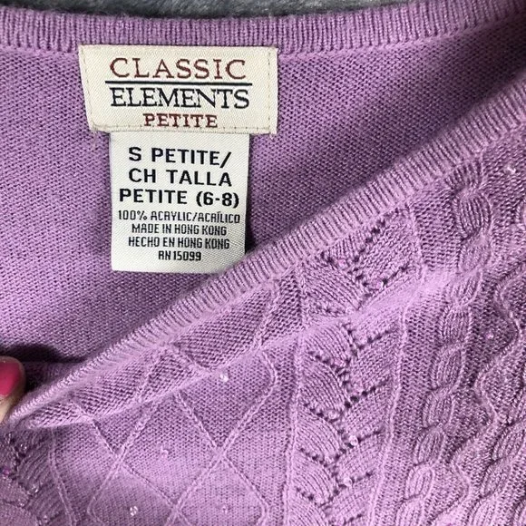 Classic Elements Petite Women’s Sweater Plum Size Small - Picture 3 of 13